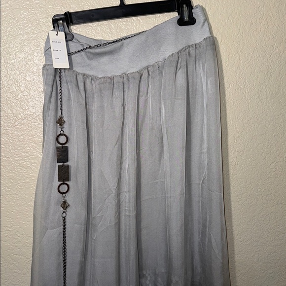 Fantasia XL Grey Tassel Lace Double-Layered Tulle Mesh Maxi Skirt NWT - Picture 3 of 9
